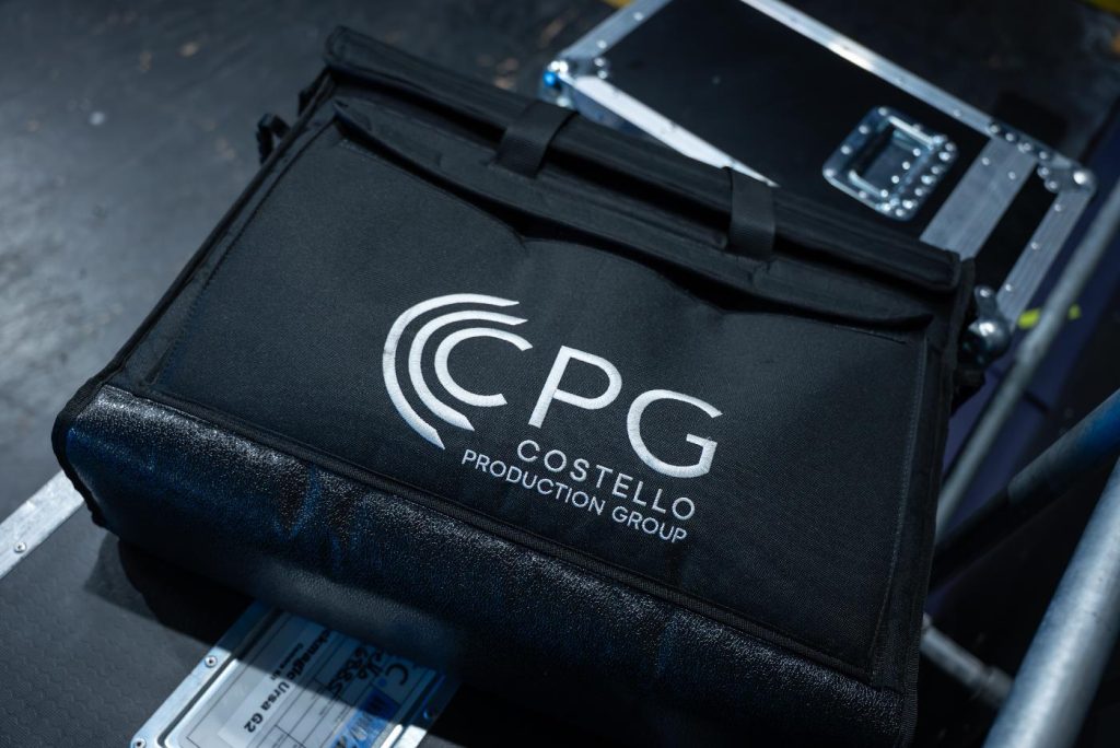 A CPG branded bag, used for carry event production equipment.