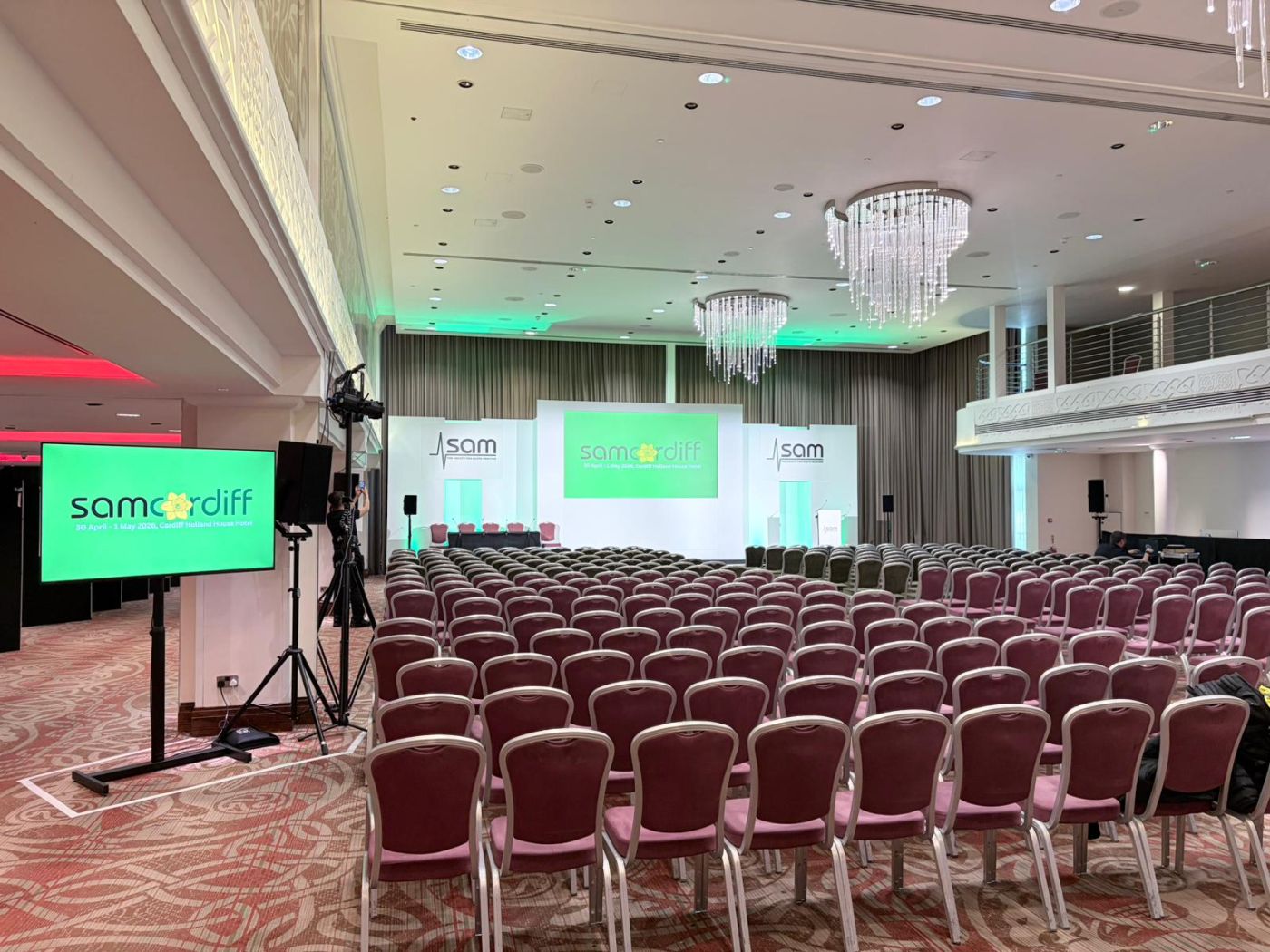 The seating and stage for the society of acute medicine event.